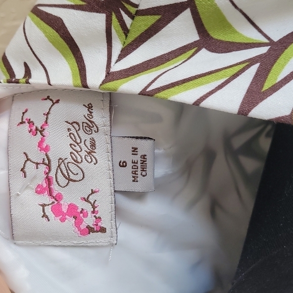 Cece's New York Fit & Flare Lime Stick Print Belted Dress with POCKETS - Picture 7 of 7